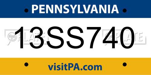 13SS740 Pennsylvania License Plate