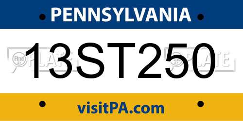 13ST250 Pennsylvania License Plate
