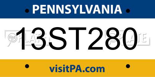 13ST280 Pennsylvania License Plate