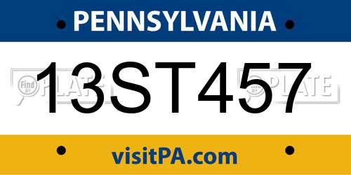 13ST457 Pennsylvania License Plate