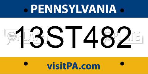 13ST482 Pennsylvania License Plate
