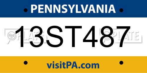 13ST487 Pennsylvania License Plate