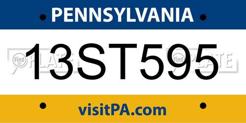 13ST595 Pennsylvania License Plate