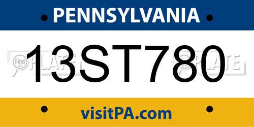 13ST780 Pennsylvania License Plate