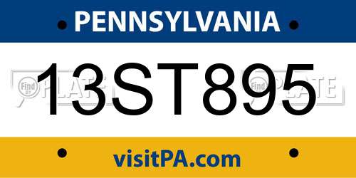 13ST895 Pennsylvania License Plate