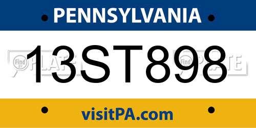 13ST898 Pennsylvania License Plate