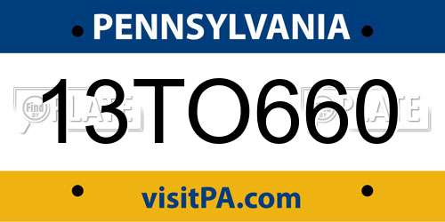 13TO660 Pennsylvania License Plate
