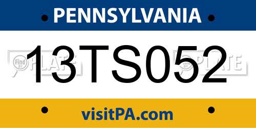 13TS052 Pennsylvania License Plate
