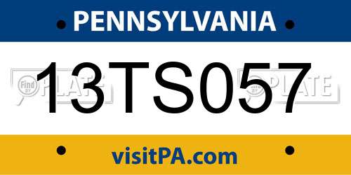 13TS057 Pennsylvania License Plate