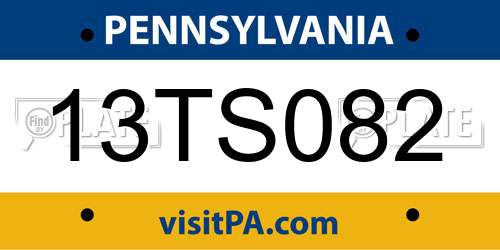 13TS082 Pennsylvania License Plate