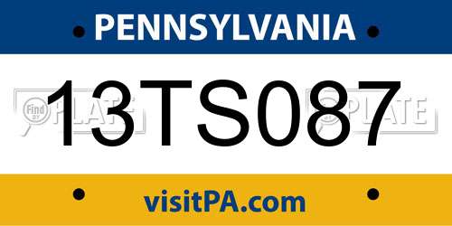 13TS087 Pennsylvania License Plate