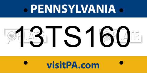 13TS160 Pennsylvania License Plate