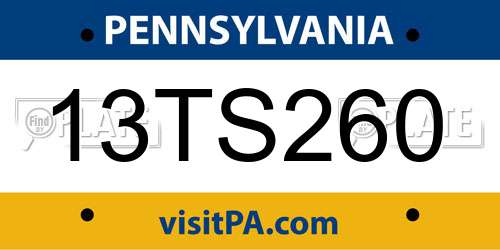 13TS260 Pennsylvania License Plate