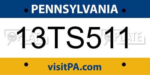 13TS511 Pennsylvania License Plate
