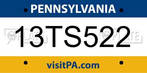 13TS522 Pennsylvania License Plate