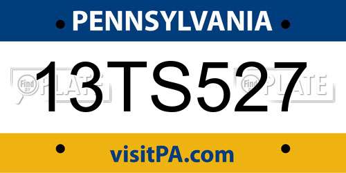 13TS527 Pennsylvania License Plate