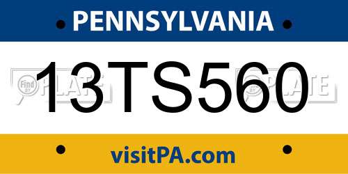 13TS560 Pennsylvania License Plate