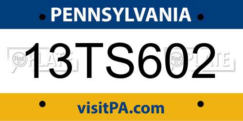 13TS602 Pennsylvania License Plate