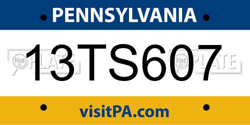 13TS607 Pennsylvania License Plate