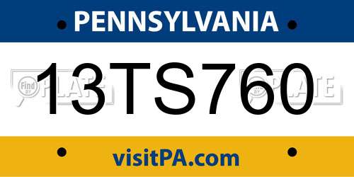 13TS760 Pennsylvania License Plate