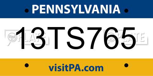 13TS765 Pennsylvania License Plate