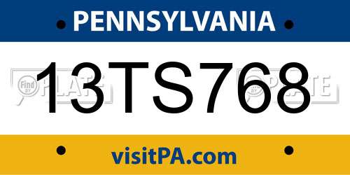 13TS768 Pennsylvania License Plate