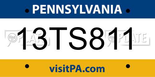 13TS811 Pennsylvania License Plate