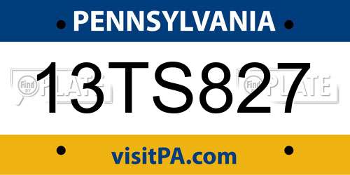 13TS827 Pennsylvania License Plate
