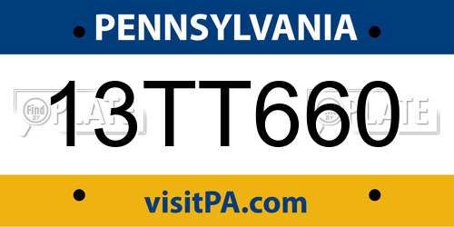 13TT660 Pennsylvania License Plate