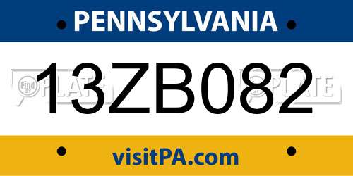 13ZB082 Pennsylvania License Plate