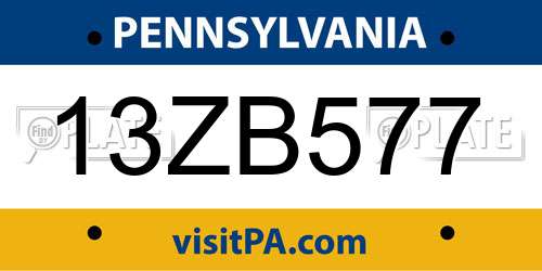 13ZB577 Pennsylvania License Plate