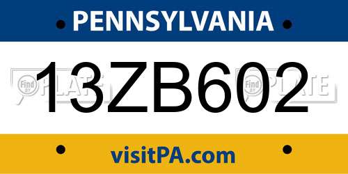 13ZB602 Pennsylvania License Plate