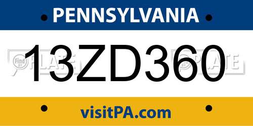 13ZD360 Pennsylvania License Plate