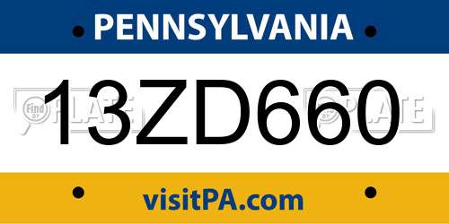 13ZD660 Pennsylvania License Plate