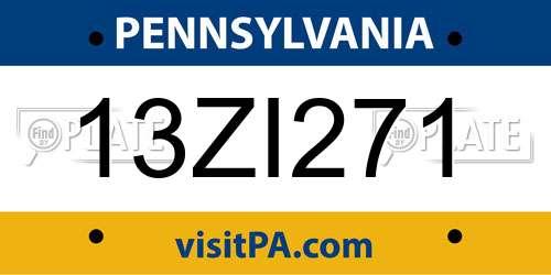13ZI271 Pennsylvania License Plate
