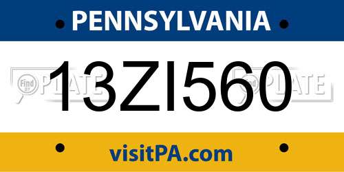 13ZI560 Pennsylvania License Plate