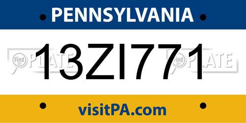 13ZI771 Pennsylvania License Plate