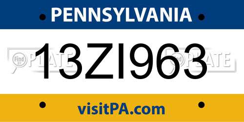 13ZI963 Pennsylvania License Plate
