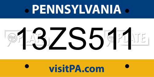 13ZS511 Pennsylvania License Plate