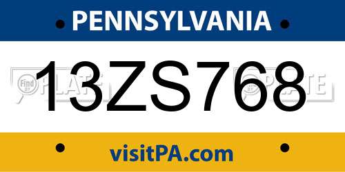 13ZS768 Pennsylvania License Plate