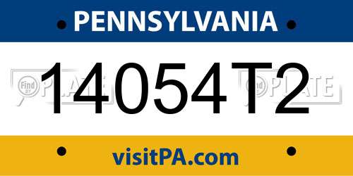 14054T2 Pennsylvania License Plate