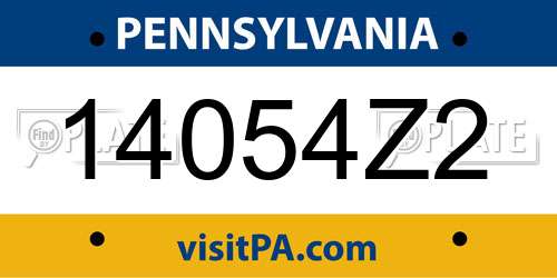 14054Z2 Pennsylvania License Plate