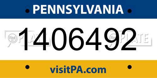 1406492 Pennsylvania License Plate