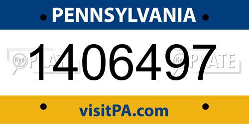 1406497 Pennsylvania License Plate