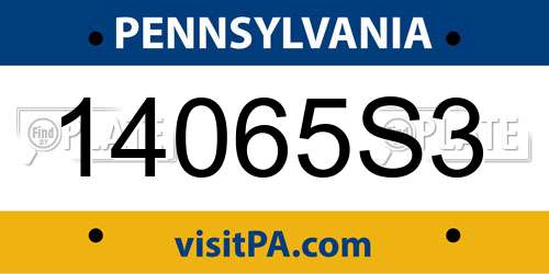 14065S3 Pennsylvania License Plate