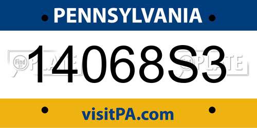 14068S3 Pennsylvania License Plate
