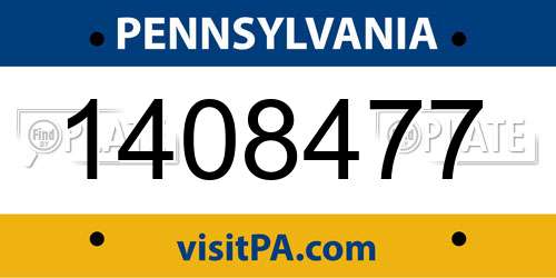 1408477 Pennsylvania License Plate