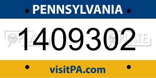 1409302 Pennsylvania License Plate