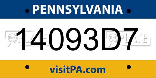 14093D7 Pennsylvania License Plate
