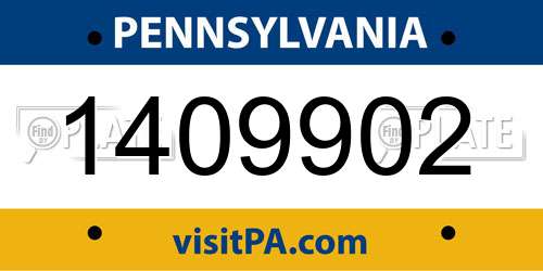 1409902 Pennsylvania License Plate